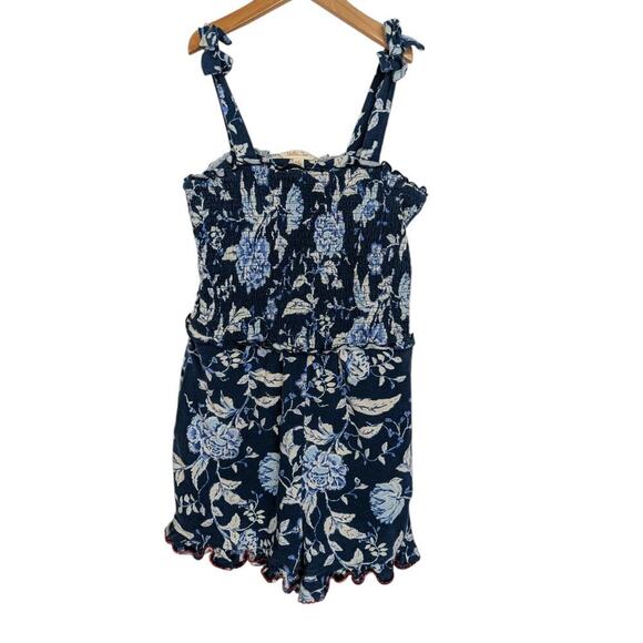 Matilda Jane Kids Size 14 Romper Blue Floral Print Enchanted Garden Camille - Picture 1 of 8